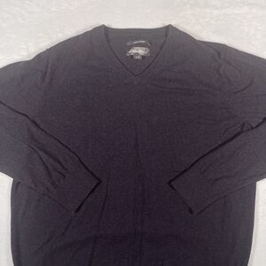 Eddie Bauer‎ Cotton Cashmere Blend Men's XLT V-Neck Pullover Sweater Dark Purple